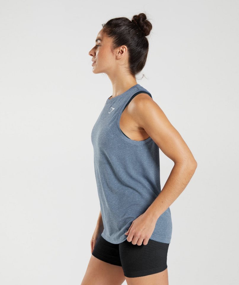 Women's Gymshark Vital Seamless 2.0 Light Tanks Blue | CA A678N5